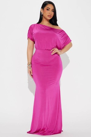 Magenta Fashion Nova Gracing Presence Maxi Women Dress USA | 546730EAG