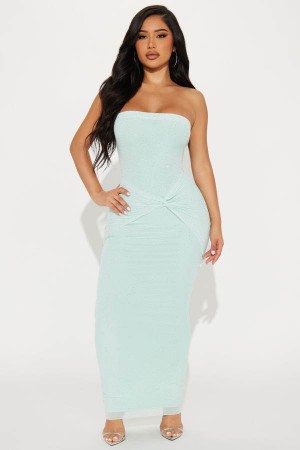 Mint Fashion Nova Cinderella Moment Embellished Mesh Maxi Women Dress USA | 482905URE