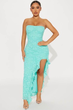 Mint Fashion Nova Elizabeth Lace Maxi Women Dress USA | 972450YKV