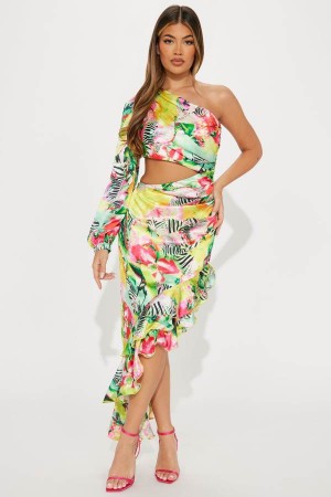 Multicolor Fashion Nova Ava Tropical Maxi Women Dress USA | 109483OYT