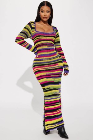 Multicolor Fashion Nova Brielle Sweater Maxi Women Dress USA | 534967MCY