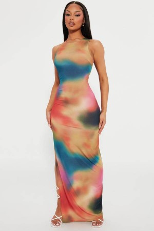 Multicolor Fashion Nova California Coastline Maxi Women Dress USA | 932578IEN