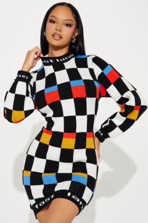 Multicolor Fashion Nova Fast Lane Sweater Mini Women Dress USA | 891364MEI