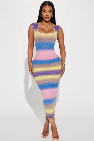 Multicolor Fashion Nova Frankie Maxi Women Dress USA | 143928DIK