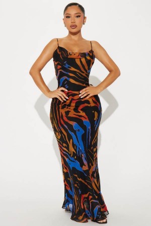 Multicolor Fashion Nova Laura Animal Maxi Women Dress USA | 961342YAB