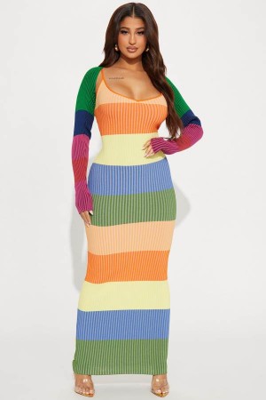 Multicolor Fashion Nova Mia Sweater Maxi Set Women Dress USA | 485063RSB