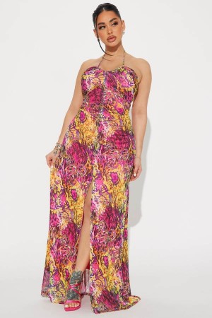 Multicolor Fashion Nova Neon Dreams Maxi Women Dress USA | 083125YMD