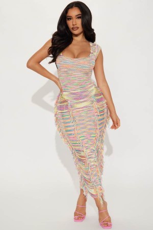 Multicolor Fashion Nova Nessa Knit Maxi Women Dress USA | 370458GVW