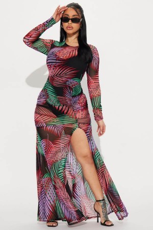 Multicolor Fashion Nova Party Everywhere Mesh Maxi Women Dress USA | 135874LNR