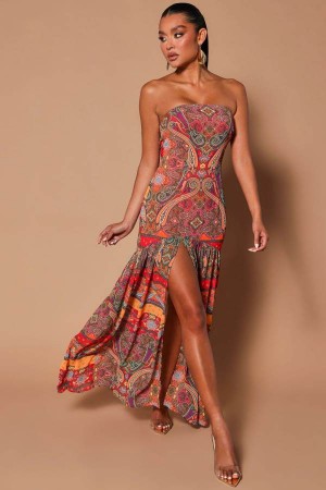 Multicolor Fashion Nova Pia Paisley Maxi Women Dress USA | 925178AUL