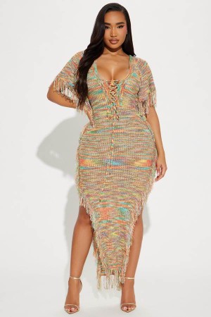 Multicolor Fashion Nova Tatiana Knit Maxi Women Dress USA | 304785BRC