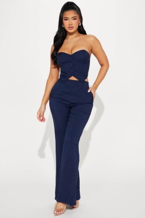 Navy Fashion Nova Amelia Two Piece Pant Suit Women Pants USA | 830251IYQ