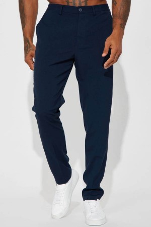 Navy Fashion Nova The Modern Stretch Slim Men Pants USA | 783021JMX