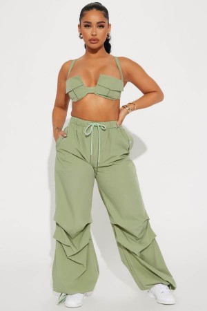 Olive Fashion Nova Always Exploring Pant Set Women Pants USA | 364581UAC