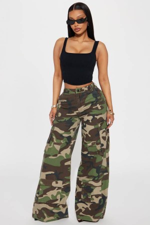 Olive Fashion Nova Amelia Cargo Ripstop Women Pants USA | 856243LVK