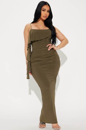 Olive Fashion Nova Calling My Name Maxi Women Dress USA | 752601TFH