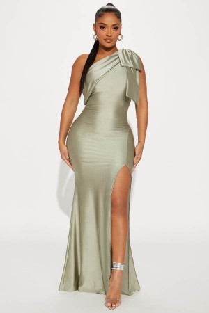 Olive Fashion Nova Gabriette Maxi Women Dress USA | 826590UXF