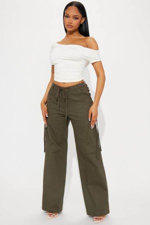 Olive Fashion Nova Just A Little Tease Cargo Women Pants USA | 516739HYS