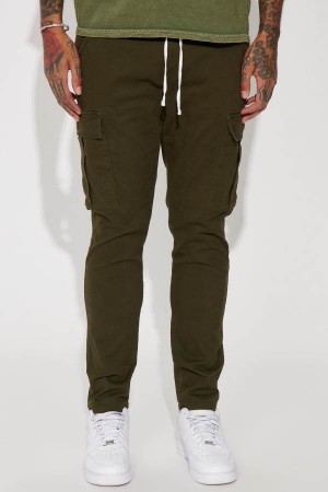 Olive Fashion Nova Kyle Cargo Men Pants USA | 816025CZJ