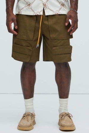 Olive Fashion Nova Neil Men Shorts USA | 364910QDB