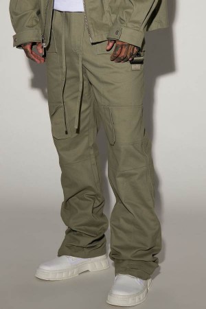 Olive Fashion Nova Perfection Is Perfected Utility Straight Cargo Men Pants USA | 285731LQW