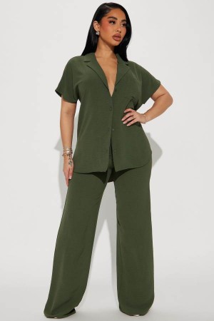 Olive Fashion Nova Roxanne Pant Set Women Pants USA | 495260MCN