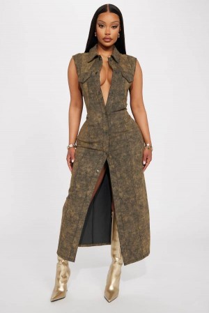 Olive Fashion Nova Sadie Denim Maxi Women Dress USA | 513204ADB