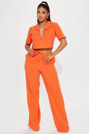 Orange Fashion Nova Been There Pant Set Women Pants USA | 297408ZAU