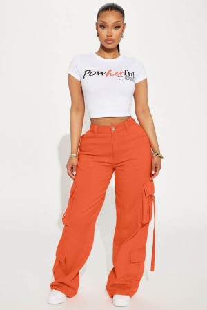 Orange Fashion Nova Can't Be Tamed Cargo Women Pants USA | 861904UKR