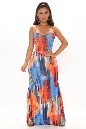 Orange Fashion Nova Complete Masterpiece Maxi Women Dress USA | 493075OBW