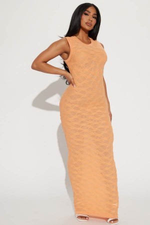 Orange Fashion Nova Enjoying Myself Maxi Women Dress USA | 158620ZMP