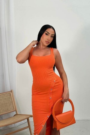 Orange Fashion Nova Everyday Mineral Wash Maxi Women Dress USA | 938561DIE