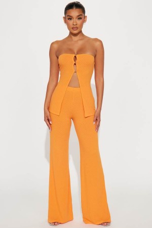 Orange Fashion Nova Friday Night Out Pant Set Women Pants USA | 642093ZWH