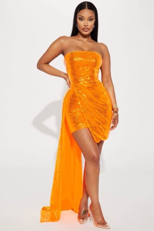 Orange Fashion Nova Her World Mini Women Dress USA | 089354CHN