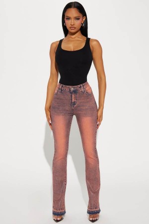 Pink Fashion Nova Always Influential Coated Stretch Bootcut Women Jeans USA | 086321OVP