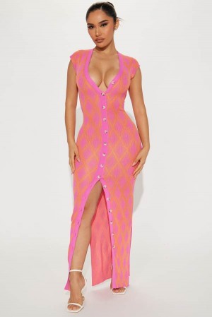 Pink Fashion Nova Amara Maxi Women Dress USA | 479816XPG