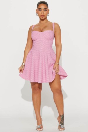 Pink Fashion Nova Anna Tweed Mini Women Dress USA | 730128ADC