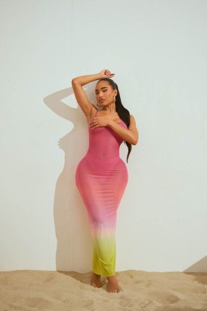 Pink Fashion Nova Artemis Ombre Cover Up Maxi Women Dress USA | 863075RAI