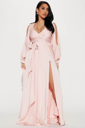 Pink Fashion Nova Belle Maxi Women Dress USA | 185609VLJ