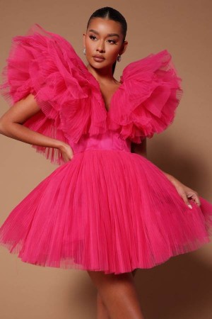 Pink Fashion Nova Delaney Tulle Mini Women Dress USA | 246098XRB