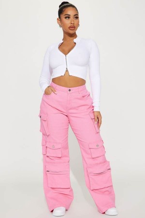 Pink Fashion Nova Elliana Cargo Women Pants USA | 471953JNB