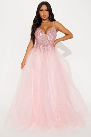 Pink Fashion Nova Fairy Tale Princess Maxi Women Dress USA | 160453LHV