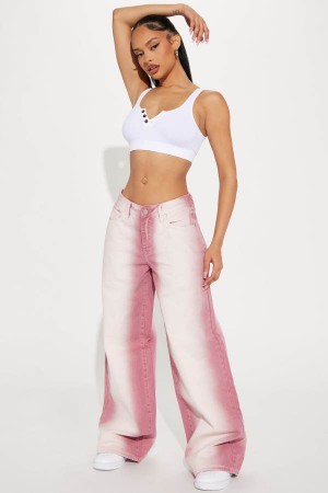 Pink Fashion Nova Get's Me Everytime Baggy Women Jeans USA | 389217HRJ