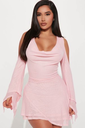 Pink Fashion Nova In Town Mesh Mini Women Dress USA | 253469THP