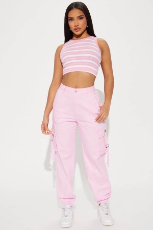 Pink Fashion Nova In the Trenches Utility Women Pants USA | 086395AJO