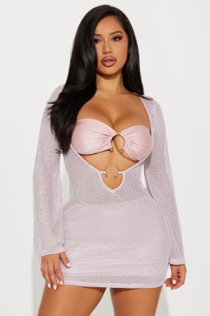 Pink Fashion Nova Kendra Crochet Mini Set Women Dress USA | 861305RUY