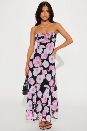 Pink Fashion Nova Like A Rose Chiffon Maxi Women Dress USA | 018796VPE