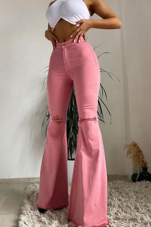 Pink Fashion Nova Mystery Solved Extreme Bell Bottom Women Jeans USA | 390815NVP