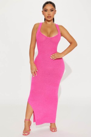 Pink Fashion Nova Nadia Sweater Maxi Women Dress USA | 907642THX