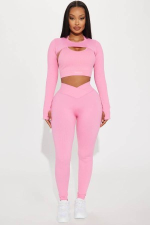 Pink Fashion Nova Namaste Seamless 2 Piece Bolero Active Top Women Tops USA | 280739DQH